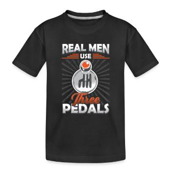 Les vrais hommes utilisent trois pédales, le changement de vitesse automatique. - T-shirt bio Premium Enfant - noir - Devant