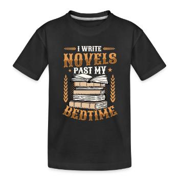 J’écris des romans quand je suis au lit Auteur - T-shirt bio Premium Enfant - noir - Devant