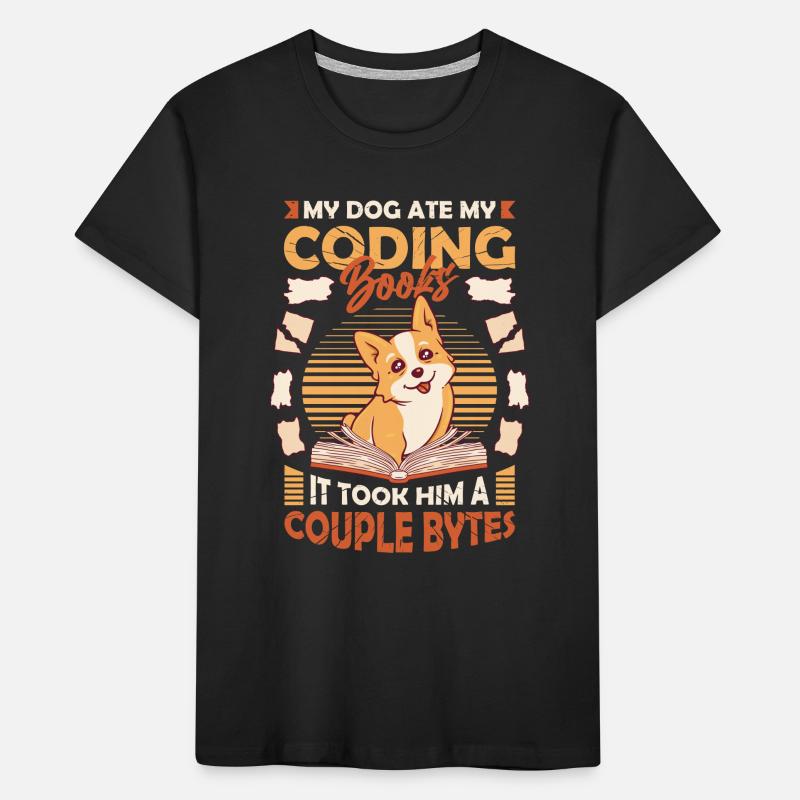 Dog Bytes Code Computer Joke Programmation T-shirt bio Premium Enfant