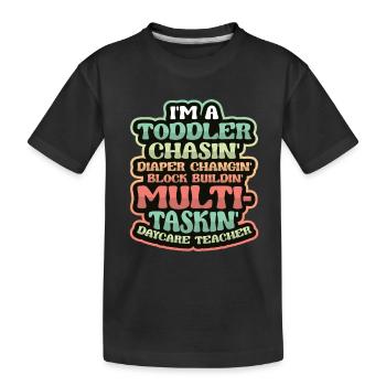 Kleinkind Jagt Windel Wechselnde Tagesmutter - Kinder Premium Bio T-Shirt - Schwarz - Vorne