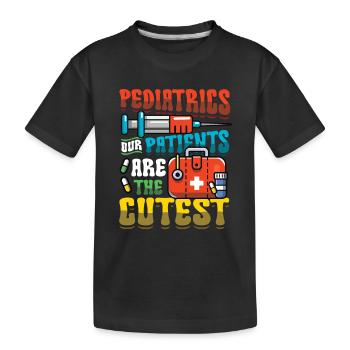 Pädiatrie Unsere Patienten Sind Die Süßesten - Kinder Premium Bio T-Shirt - Schwarz - Vorne