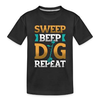 Sweep Beep Dig Repeat Treasure Hunt Metal - Kids' Premium Organic T-Shirt - black - Front