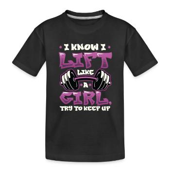 Je sais que je soulève comme une fille - T-shirt bio Premium Enfant - noir - Devant