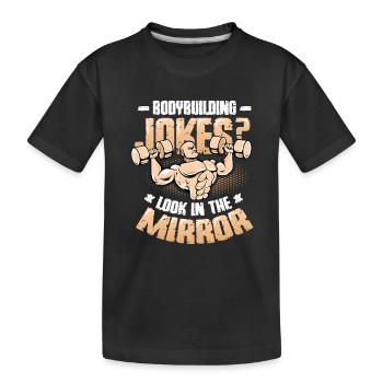 Blagues de musculation Se regarder dans le miroir - T-shirt bio Premium Enfant - noir - Devant