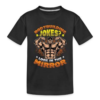 Blagues de musculation Se regarder dans le miroir - T-shirt bio Premium Enfant - noir - Devant