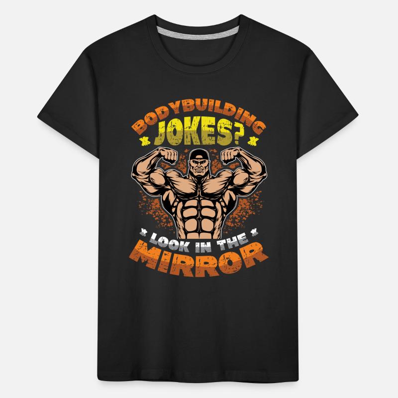 Blagues de musculation Se regarder dans le miroir T-shirt bio Premium Enfant