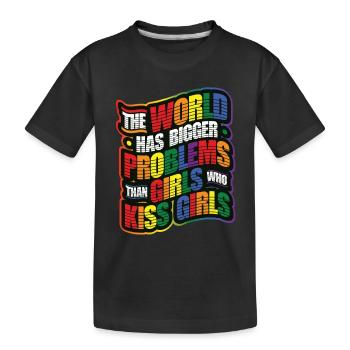 Des problèmes plus graves que les filles, les filles homosexuelles - T-shirt bio Premium Enfant - noir - Devant