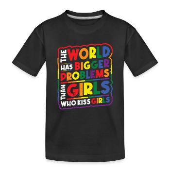 Des problèmes plus graves que les filles, les filles homosexuelles - T-shirt bio Premium Enfant - noir - Devant