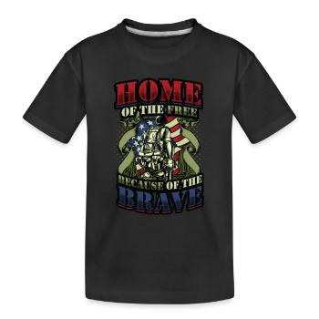 Home Of The Free Because Of The Brave Patriotic. - Kids' Premium Organic T-Shirt - black - Front