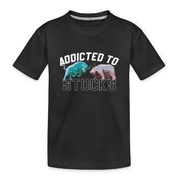 Addicted to Stocks, Bull Bear Stock Market - Kids' Premium Organic T-Shirt - black - Front
