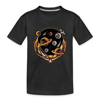 Heißluftballon Im Weltraum - Kinder Premium Bio T-Shirt - Schwarz - Vorne