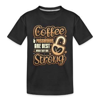 Café et mot de passe - T-shirt bio Premium Enfant - noir - Devant