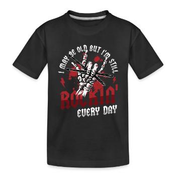 I may be old, but I'm still rocking - Kids' Premium Organic T-Shirt - black - Front