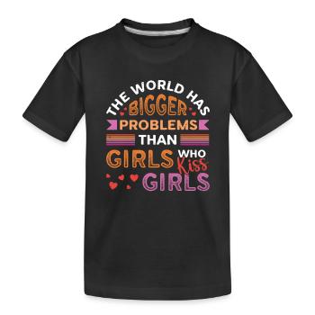 Des problèmes plus importants que les filles, embrasser les filles - T-shirt bio Premium Enfant - noir - Devant