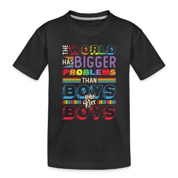 Des problèmes plus importants que les gars qui embrassent des garçons - T-shirt bio Premium Enfant - noir - Devant