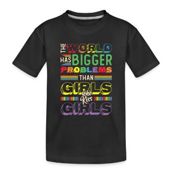 Des problèmes plus graves que les filles qui embrassent des filles - T-shirt bio Premium Enfant - noir - Devant