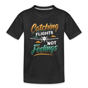 Fliegen Statt Fühlen, Reisesüchtiger Flieger - Kinder Premium Bio T-Shirt - Schwarz - Vorne