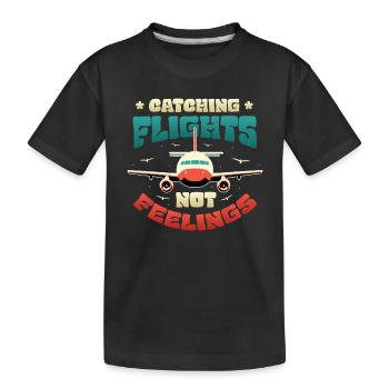 Fliegen Statt Fühlen, Reisesüchtiger Flieger - Kinder Premium Bio T-Shirt - Schwarz - Vorne