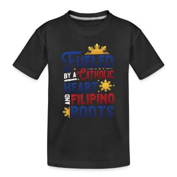Katholisches Herz Und Philippinische Wurzeln - Kinder Premium Bio T-Shirt - Schwarz - Vorne