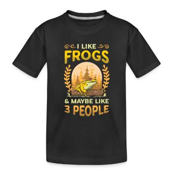 J’aime les grenouilles et peut-être 3 personnes - T-shirt bio Premium Enfant - noir - Devant