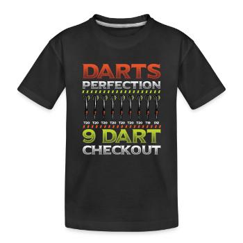 Dart Perfection, 9 Dart Checkout, Darts Player - Kids' Premium Organic T-Shirt - black - Front