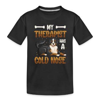 Mein Therapeut Hat Eine Kalte Nase, Hundeliebhaber - Kinder Premium Bio T-Shirt - Schwarz - Vorne