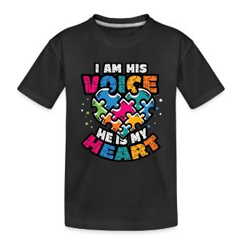 Ich Bin Seine Stimme, Er Ist Mein Herz - Kinder Premium Bio T-Shirt - Schwarz - Vorne