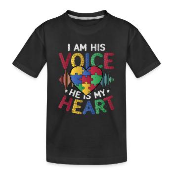 Ich Bin Seine Stimme, Er Ist Mein Herz - Kinder Premium Bio T-Shirt - Schwarz - Vorne