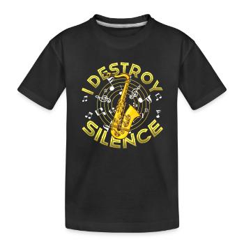 Ich Zerstöre Die Stille, Lustiges Saxophon - Kinder Premium Bio T-Shirt - Schwarz - Vorne