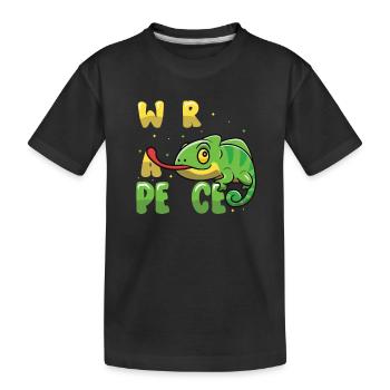 Friedens-Cameleon, Friedensbewegung - Kinder Premium Bio T-Shirt - Schwarz - Vorne