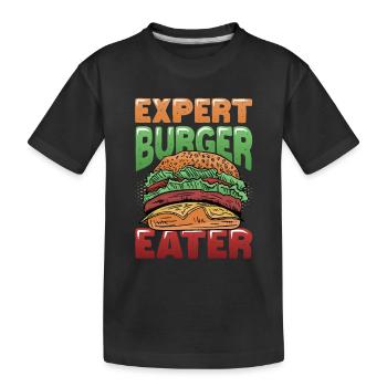 Expert Burger Eater Cheeseburger - Kids' Premium Organic T-Shirt - black - Front