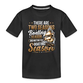 Warten Auf Die Bootssaison, Bootsführer - Kinder Premium Bio T-Shirt - Schwarz - Vorne