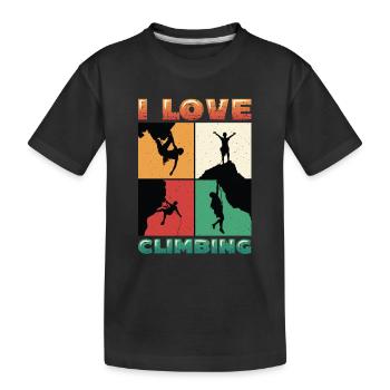 I love rock climbing, rock climbing - Kids' Premium Organic T-Shirt - black - Front