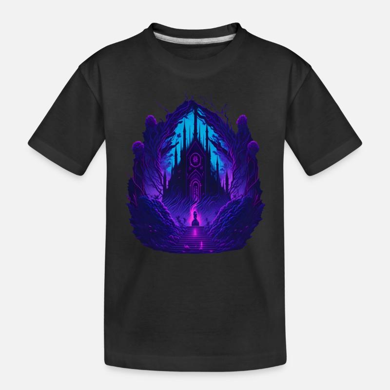 Neon Gothic Kirche Gotische Architektur - Kinder Premium Bio T-Shirt - Schwarz