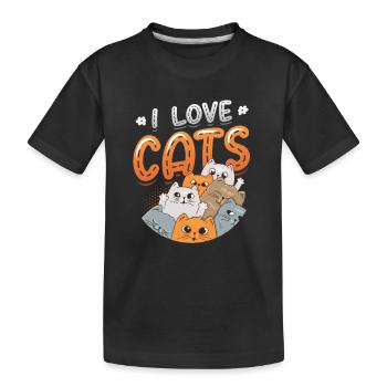 I love cats - Kids' Premium Organic T-Shirt - black - Front