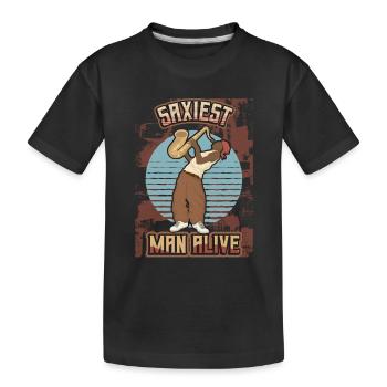 Saxiest Man Alive, Lustiges Saxophon - Kinder Premium Bio T-Shirt - Schwarz - Vorne