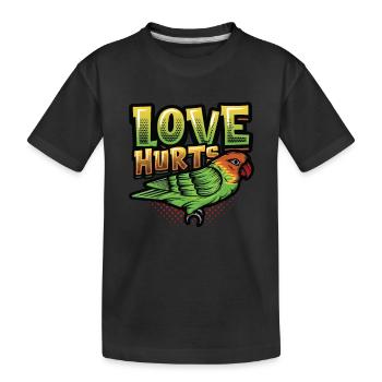Love Hurts Budgie Bird - Kids' Premium Organic T-Shirt - black - Front