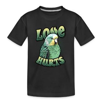 Love Hurts Budgie Bird - Kids' Premium Organic T-Shirt - black - Front