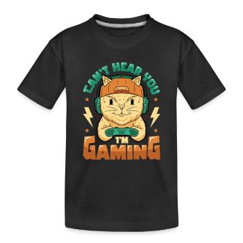 Je ne t’entends pas, je joue - T-shirt bio Premium Enfant - noir - Devant