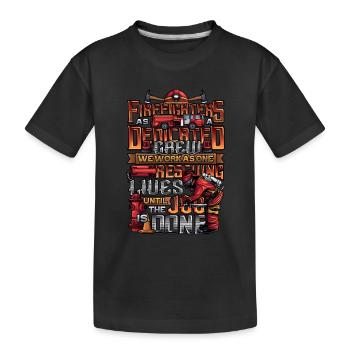 Slogan des pompiers, Brigade de pompiers volontaires - T-shirt bio Premium Enfant - noir - Devant
