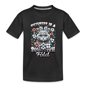 Motif de chat pli écossais mignon - T-shirt bio Premium Enfant - noir - Devant