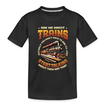Trainspotting Train Lovers Trains - Kids' Premium Organic T-Shirt - black - Front