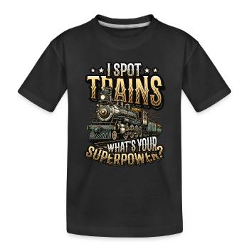 Trainspotting Train Lovers Trains - Kids' Premium Organic T-Shirt - black - Front