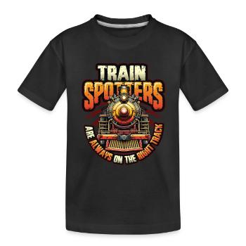 Trainspotting Train Lovers Trains - Kids' Premium Organic T-Shirt - black - Front