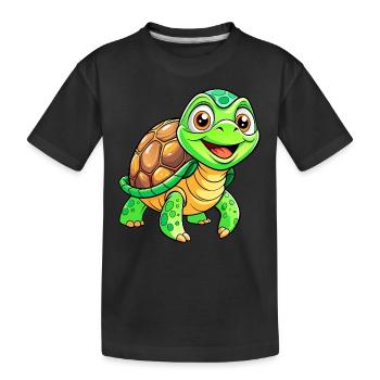 Mega süße Schildkröte - Kinder Premium Bio T-Shirt - Schwarz - Vorne