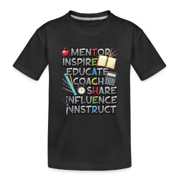 Mentor Inspire Educate Coach Teacher - Kids' Premium Organic T-Shirt - black - Front