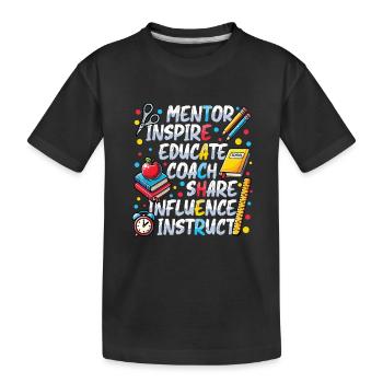 Mentor Inspire Educate Coach Teacher - Kids' Premium Organic T-Shirt - black - Front
