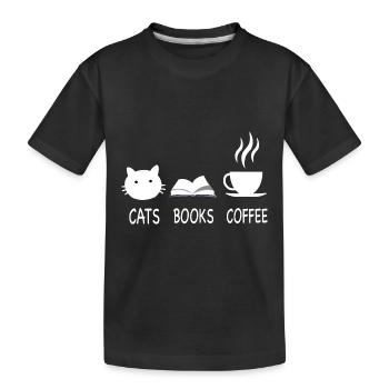 CATS BOOK COFFEE - Kids' Premium Organic T-Shirt - black - Front