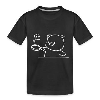 SCHWEIN KOCH TIER BRATPFANNE SPIEGELEI GASTRONOMIE - Kinder Premium Bio T-Shirt - Schwarz - Vorne