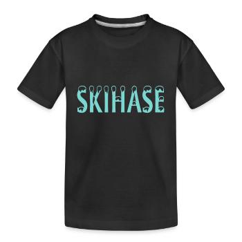 Skihase Ski - Kinder Premium Bio T-Shirt - Schwarz - Vorne